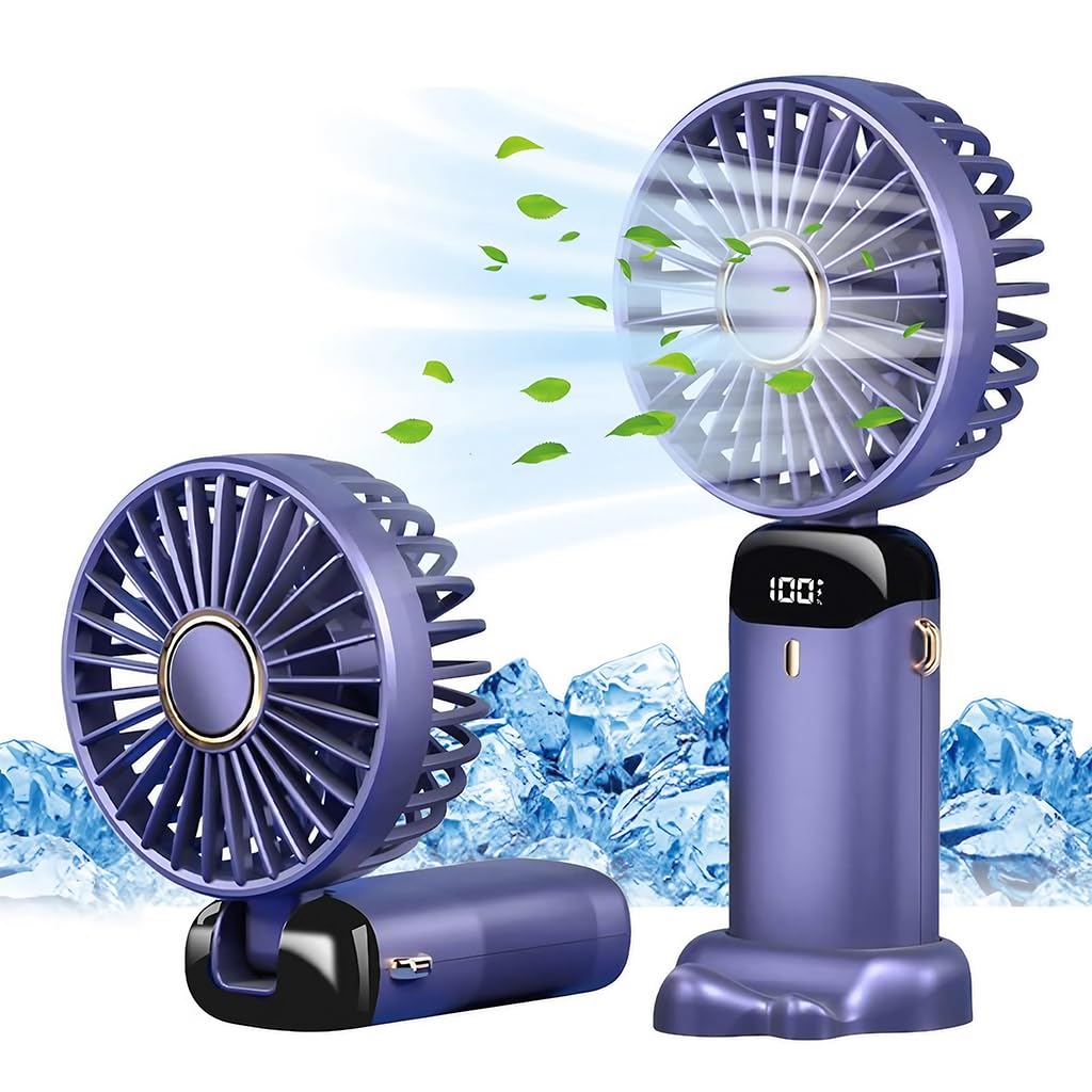 Verilux Hand Fan Mini Handheld Fan, 5000mAh Rechargeable with 5 Speeds, Battery Operated Mini Fan Foldable Desk Desktop Fans with LED Display for Home Office Bedroom Outdoor Travel (Wathetblue) Verilux Hand Fan Mini Handheld Fan, 5000mAh Rechargeable with 5 Speeds, Battery Operated Mini Fan Foldable Desk Desktop Fans with LED Display for Home Office Bedroom Outdoor Travel (Wathetblue)
